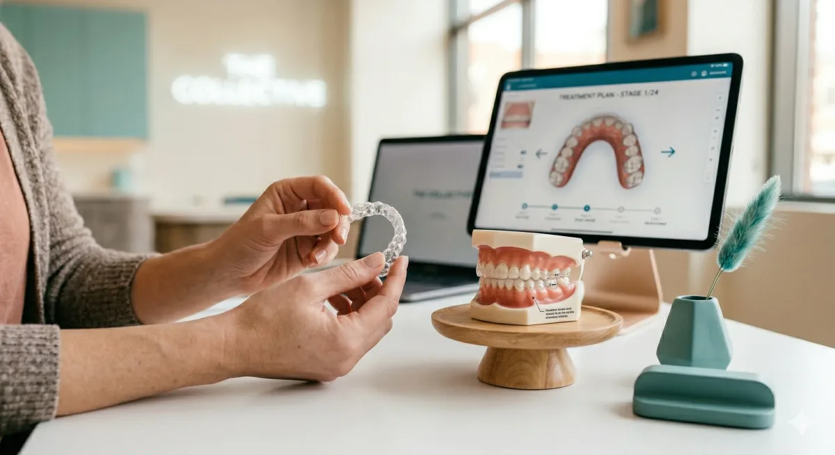 Illustration placeholder for adult treatment planning with braces or aligners