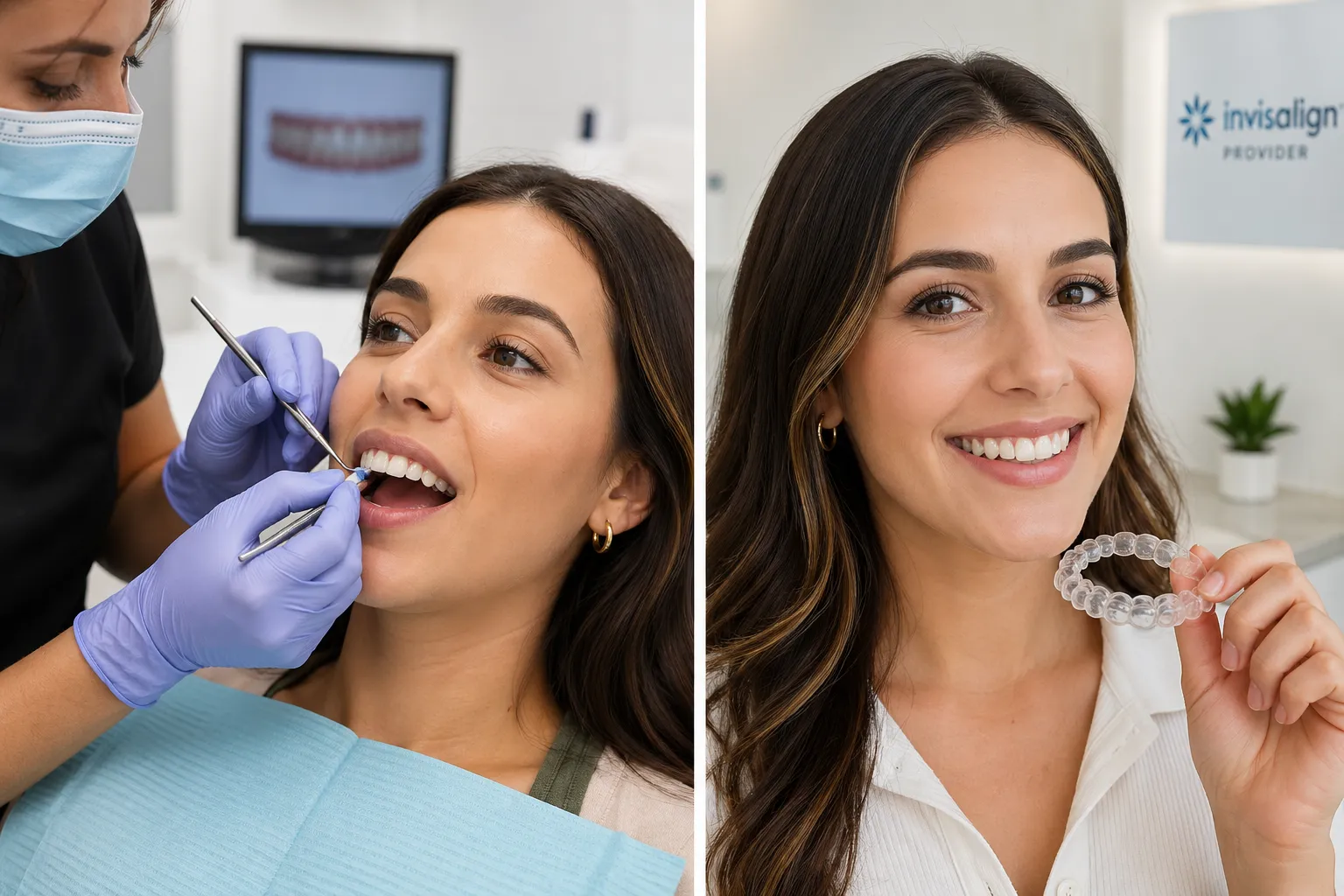 Patient wearing Invisalign aligner during active treatment phase