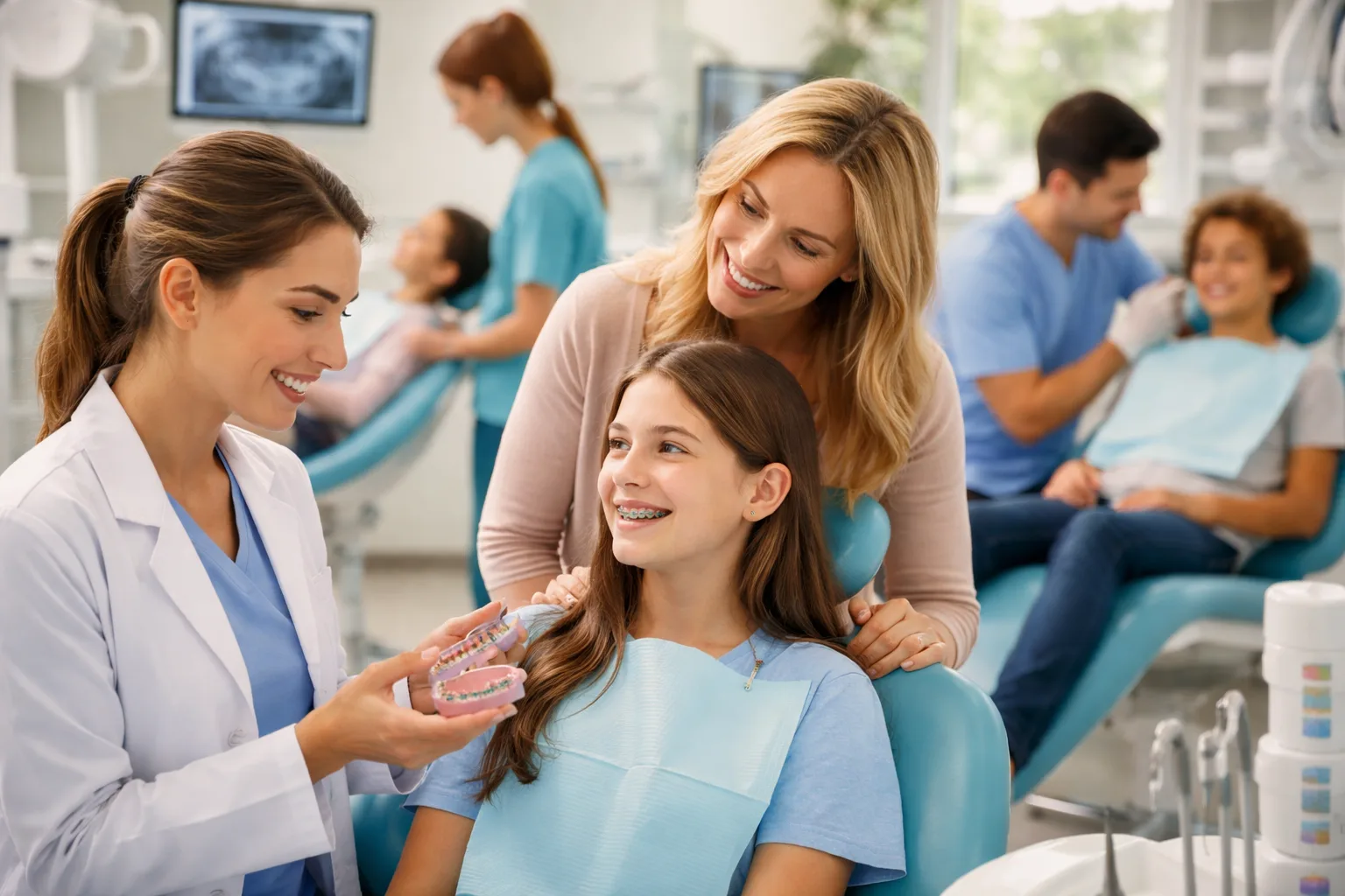 Orthodontist with patient discussing a smile treatment plan